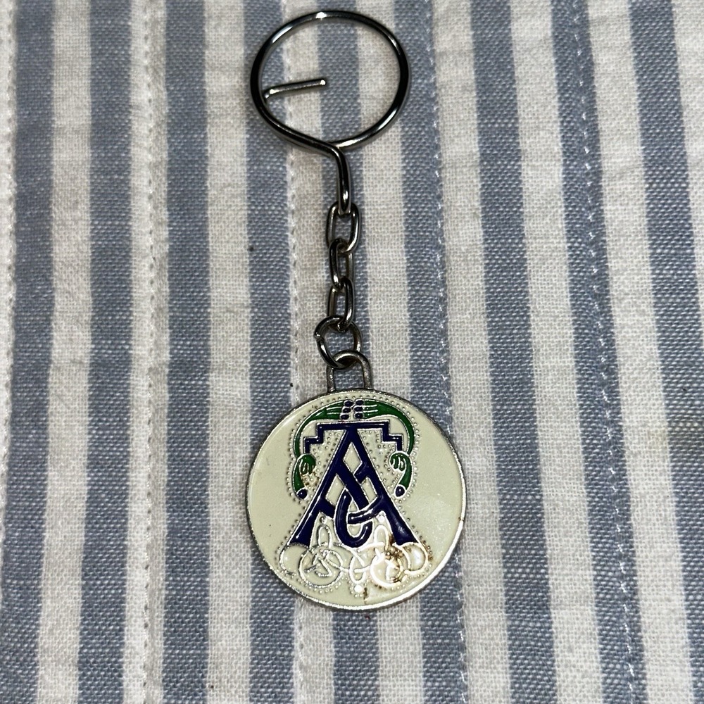 Vintage Celtic Monogram Keychain Letter "A" Enamel Metal Made In Glasgow